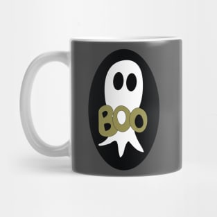 Cute Halloween ghost cartoon with BOO text Mug